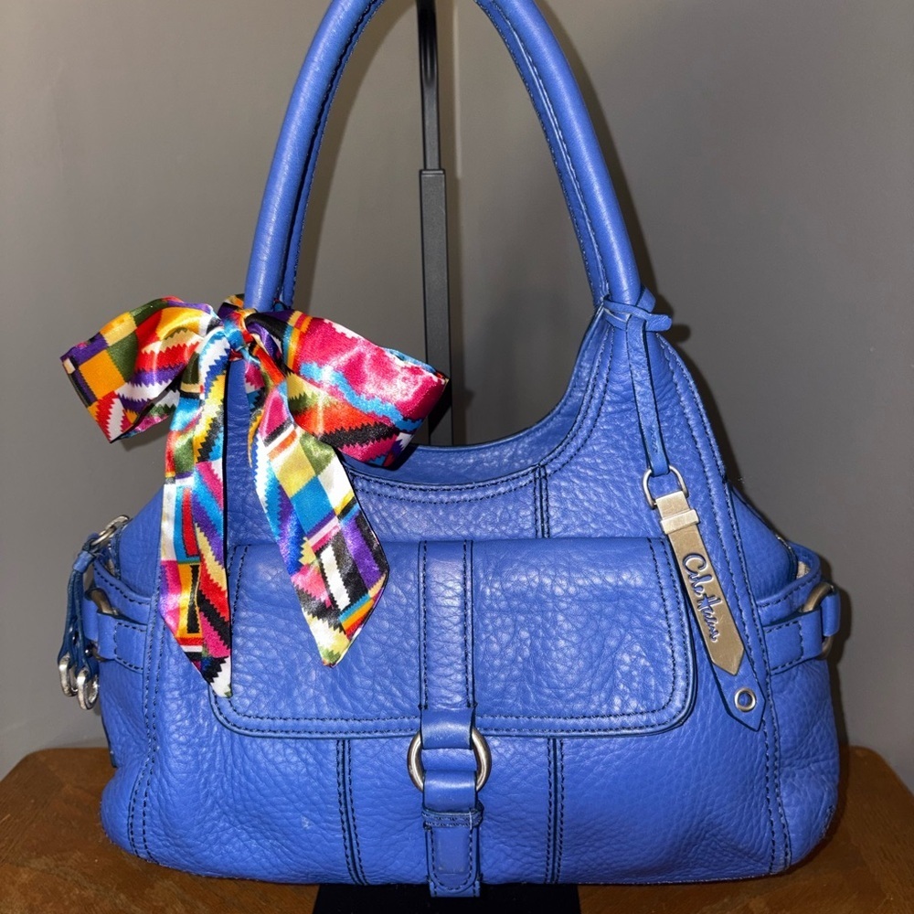 Cole Haan Y2K Shoulder Bag in Blue Pebbled Leathet